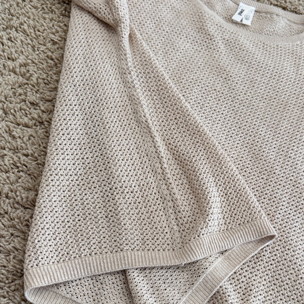 pact Organic Cotton Beige Open Knit Short Sleeve Sweater Top, Womens sz L - Picture 7 of 12